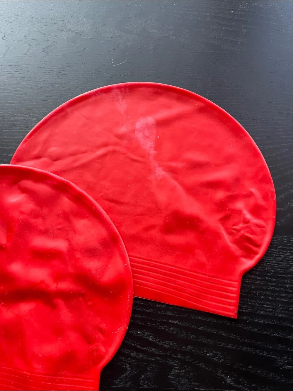 Red Latex Swimming Swim Cap Adult Size Waterproof Pool Gear x2